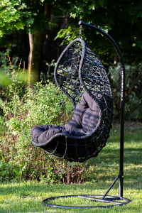 Кресло плетеное подвесное JOYGARDEN Cand Black алюминий, искусственный ротанг черный Фото 2
