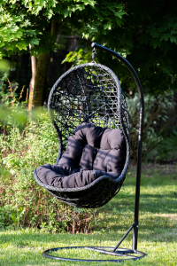 Кресло плетеное подвесное JOYGARDEN Cand Black алюминий, искусственный ротанг черный Фото 1