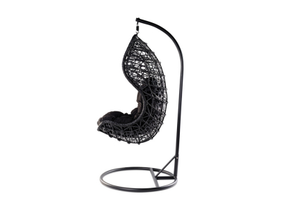 Кресло плетеное подвесное JOYGARDEN Cand Black алюминий, искусственный ротанг черный Фото 4
