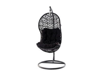 Кресло плетеное подвесное JOYGARDEN Cand Black алюминий, искусственный ротанг черный Фото 3
