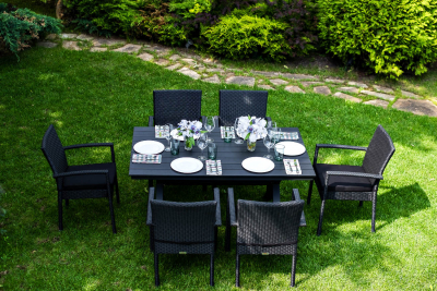 Кресло плетеное с подушкой JOYGARDEN Milano алюминий, искусственный ротанг черный Фото 13