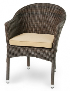 Кресло плетеное с подушкой JOYGARDEN Warsaw алюминий, искусственный ротанг темно-коричневый Фото 1