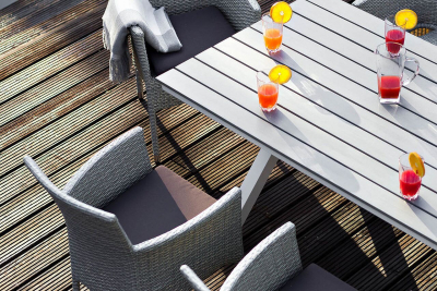 Стол из ДПК обеденный JOYGARDEN Aroma алюминий, polywood светло-серый Фото 4