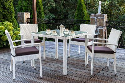 Комплект плетеной мебели JOYGARDEN Milano алюминий, искусственный ротанг белый Фото 1