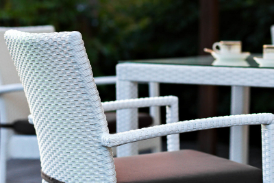 Кресло плетеное с подушкой JOYGARDEN Milano алюминий, искусственный ротанг белый Фото 6