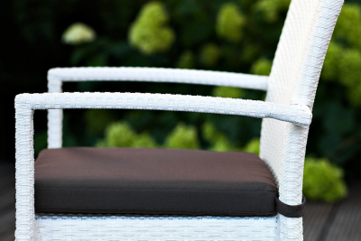 Кресло плетеное с подушкой JOYGARDEN Milano алюминий, искусственный ротанг белый Фото 8