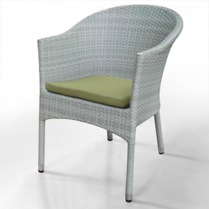 Кресло плетеное с подушкой Afina WS2907W White искусственный ротанг, сталь белый Фото 1