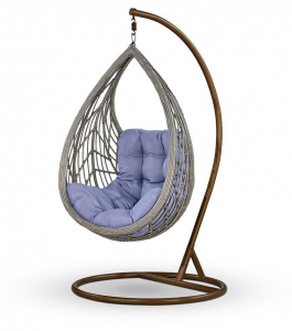 Кресло плетеное подвесное Afina N886-W70 Light Grey искусственный ротанг, сталь светло-серый, синий Фото 1
