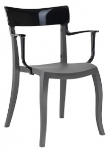 Кресло пластиковое PAPATYA Hera-K стеклопластик, поликарбонат антрацит, черный Фото 1