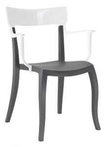 Кресло пластиковое PAPATYA Hera-K стеклопластик, поликарбонат антрацит, белый Фото 1