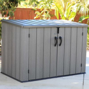 Шкаф для садового инвентаря Lifetime WoodLook полиэтилен HDPE серо-коричневый Фото 3